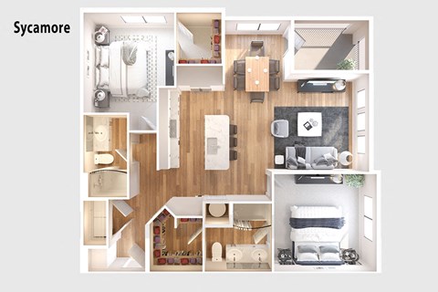 A luxurious two-bedroom, two-bathroom floor plan in Sycamore, St. Johns, Florida